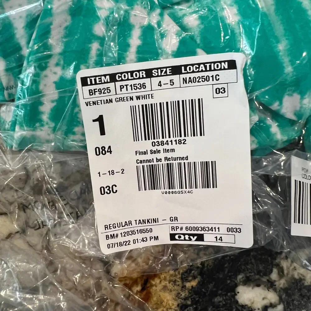 NWT J. Crew Girls' Green & White Tie-Dyed Tankini Swimsuit -